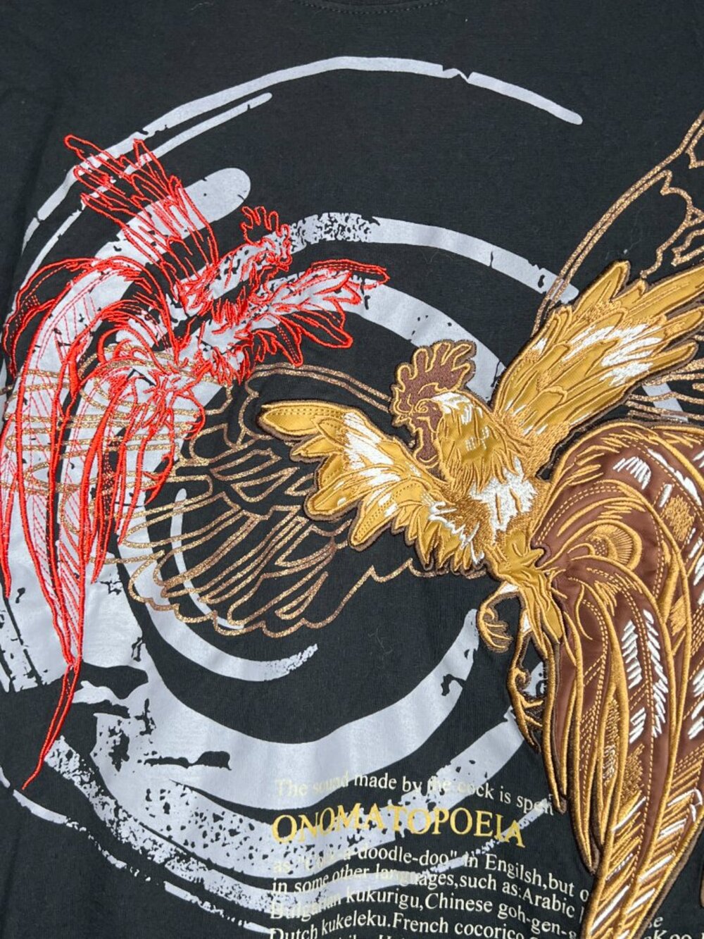 Vintage Raw Blue Embroidered Gold and Red Short Sleeve Graphic Tee Size 2XL - Picture 3 of 12